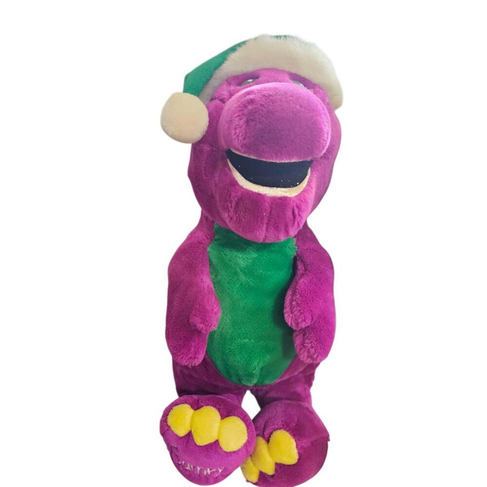 Vintage 1992 Barney 16” Stuffed Plush‎ Toy Christmas  Santa Hat